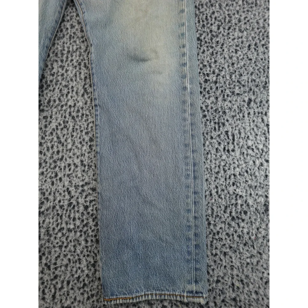 Levi's 501 Original Fit Mens W36 L33 Light Blue Distressed‎ Button Fly Jeans